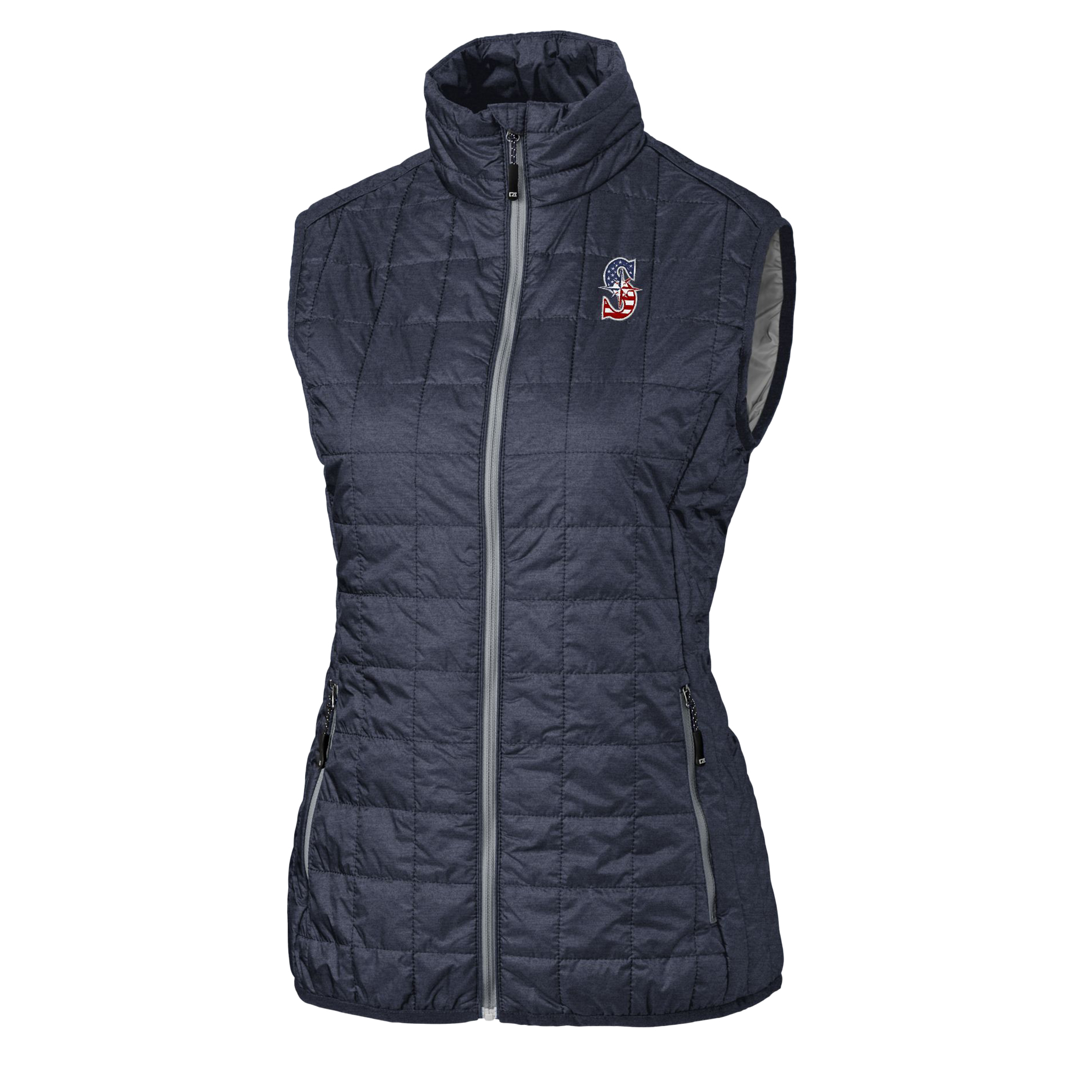 Women's Cutter & Buck Anthracite Seattle Mariners Americana Rainier PrimaLoft Eco Insulated Full-Zip Puffer Vest - Image 3