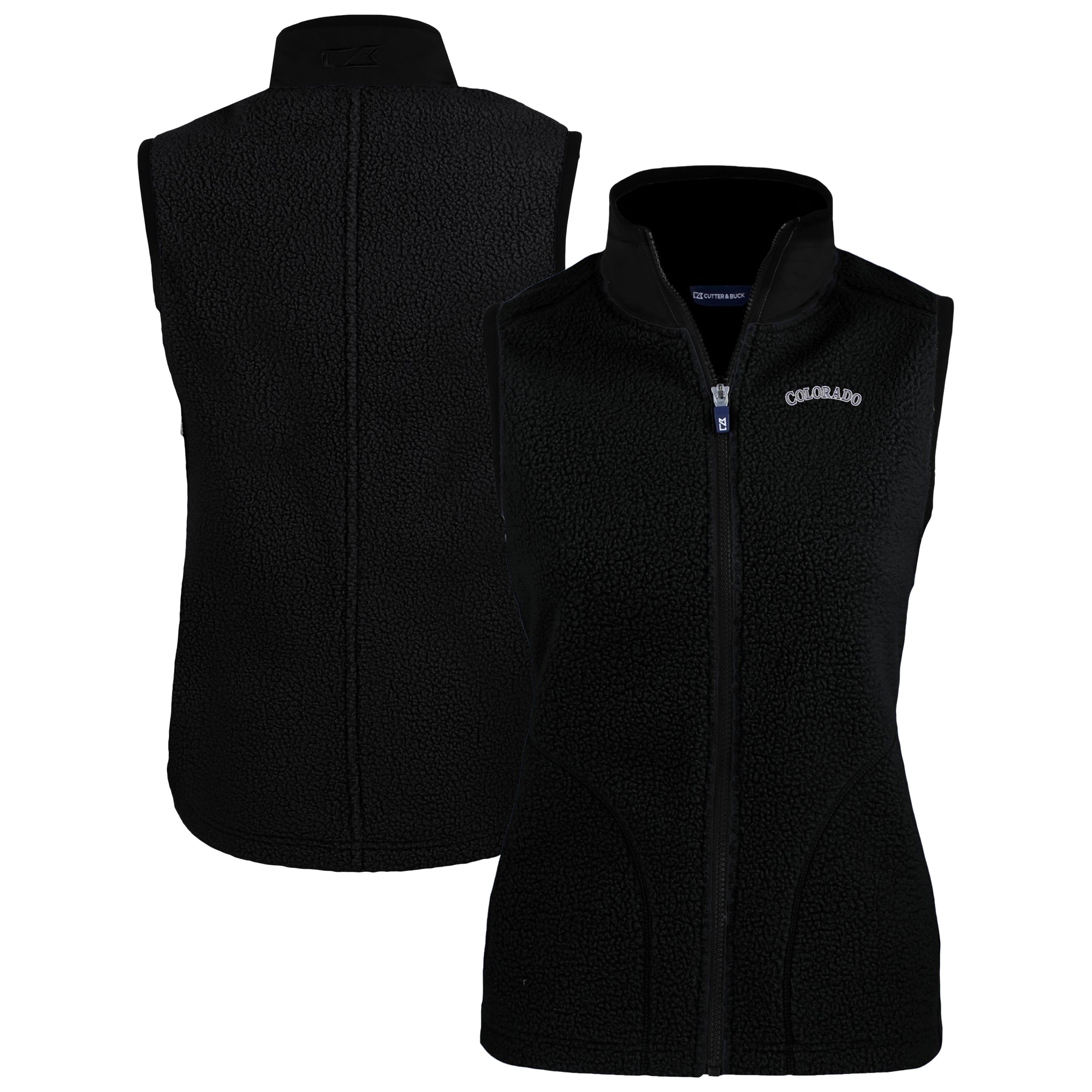 Women's Cutter & Buck Black Colorado Rockies Cascade Eco Sherpa Fleece Vest