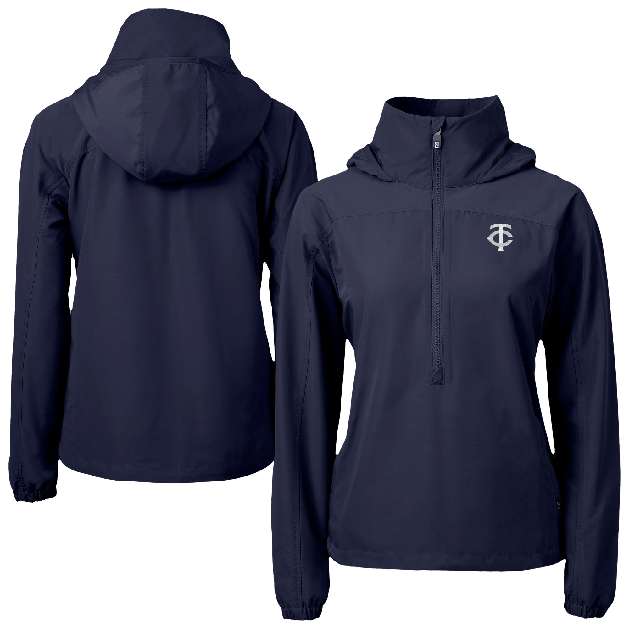 Women's Cutter & Buck Navy Minnesota Twins Charter Eco Recycled Half-Zip Anorak Jacket