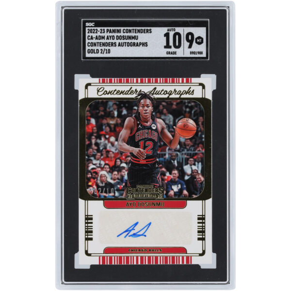 Ayo Dosunmu Chicago Bulls Autographed 2022-23 Panini Contenders Gold #CA-ADM #2/10 SGC Authenticated 9/10 Rookie Card