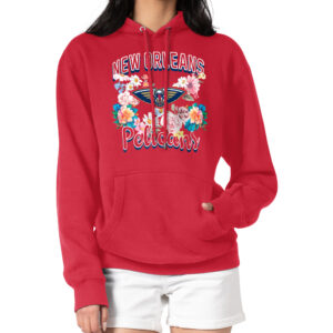 Women's G-III 4Her by Carl Banks Red New Orleans Pelicans Flowers Team Logo Graphic Fleece Pullover Hoodie
