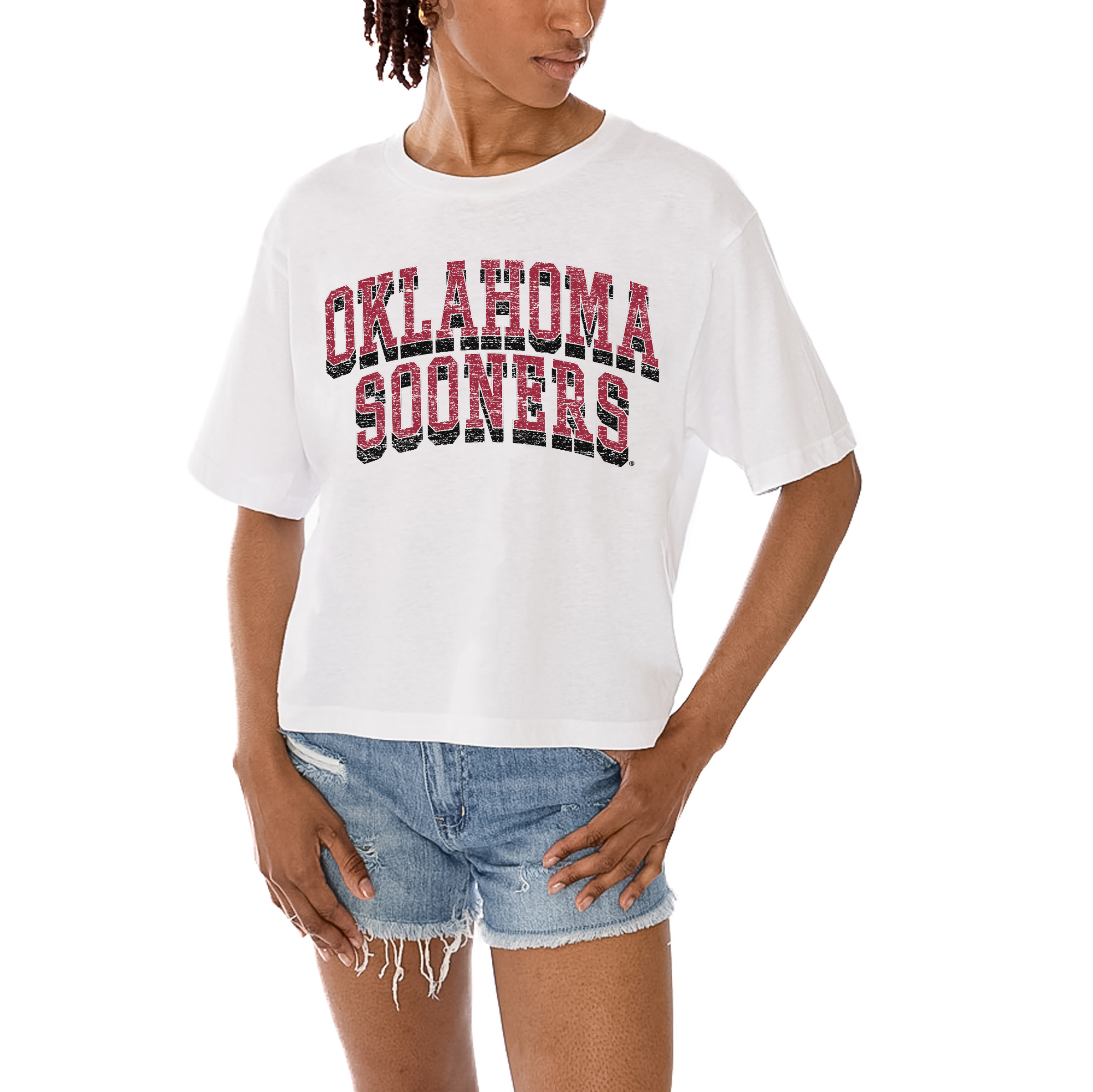 Women's Gameday Couture White Oklahoma Sooners Claim To Fame Boxy Cropped T-Shirt - Image 7