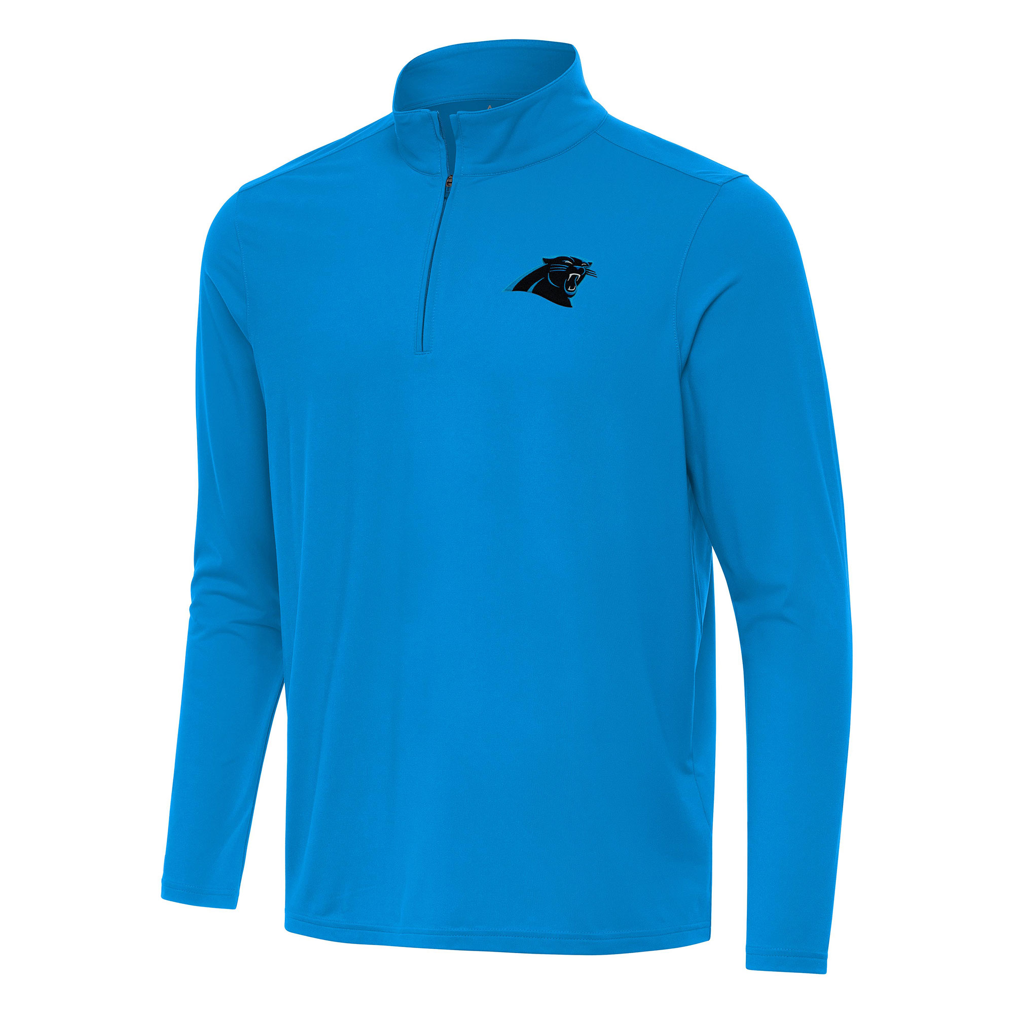 Men's Antigua Blue Carolina Panthers Intent Quarter-Zip Pullover Top