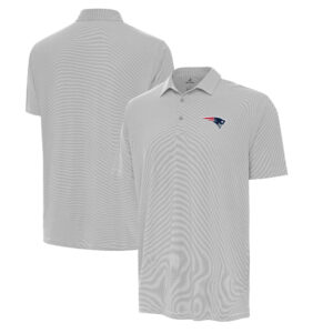 Men's Antigua Gray/White New England Patriots Twine Performance Polo