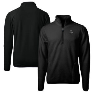 Men's Cutter & Buck Black Boston Red Sox Big & Tall Cascade Eco Fleece Quarter-Zip Jacket