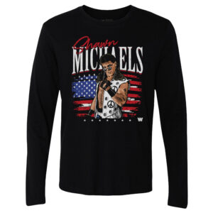 Men's 500 Level Black Shawn Michaels American Flag Long Sleeve T-Shirt