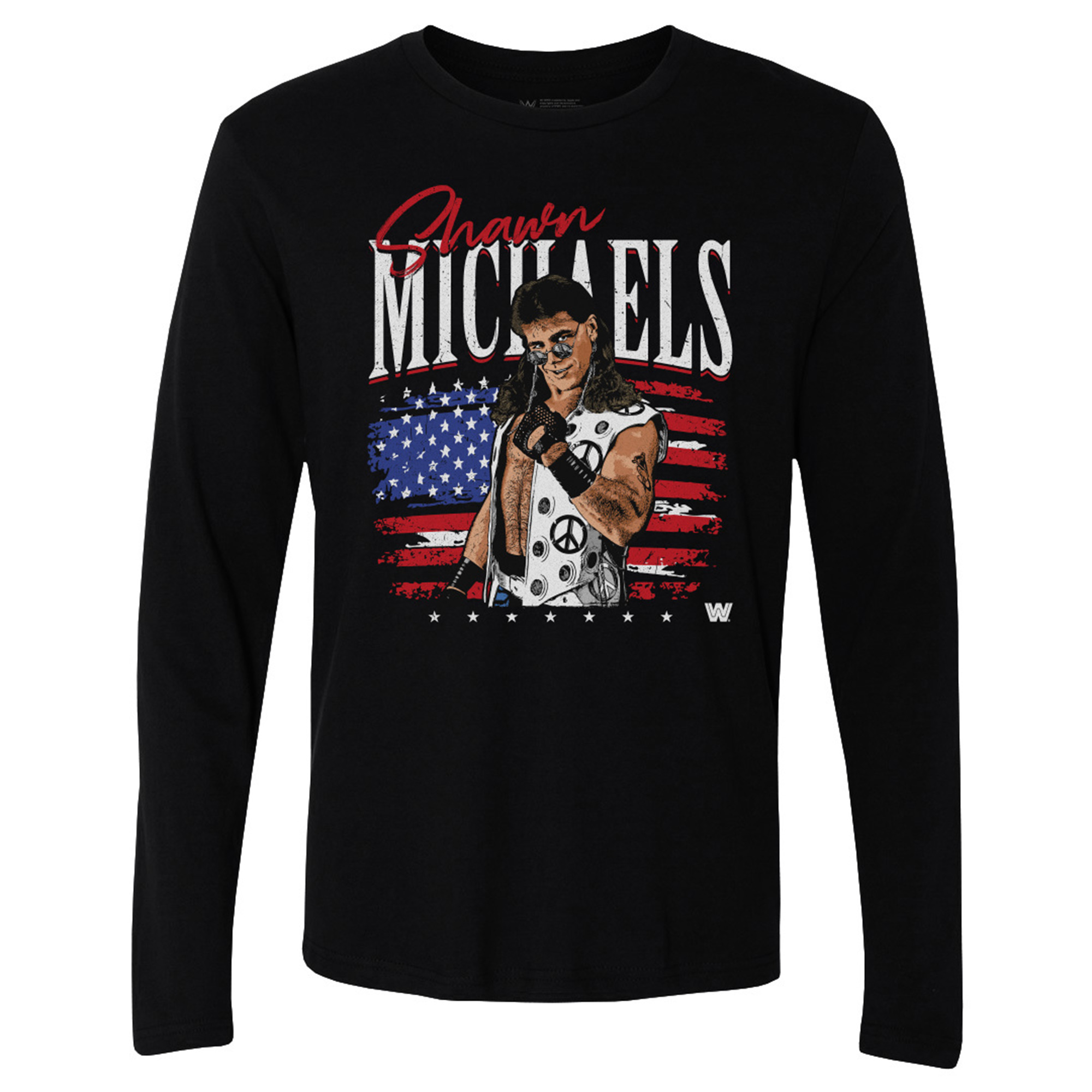 Men's 500 Level Black Shawn Michaels American Flag Long Sleeve T-Shirt