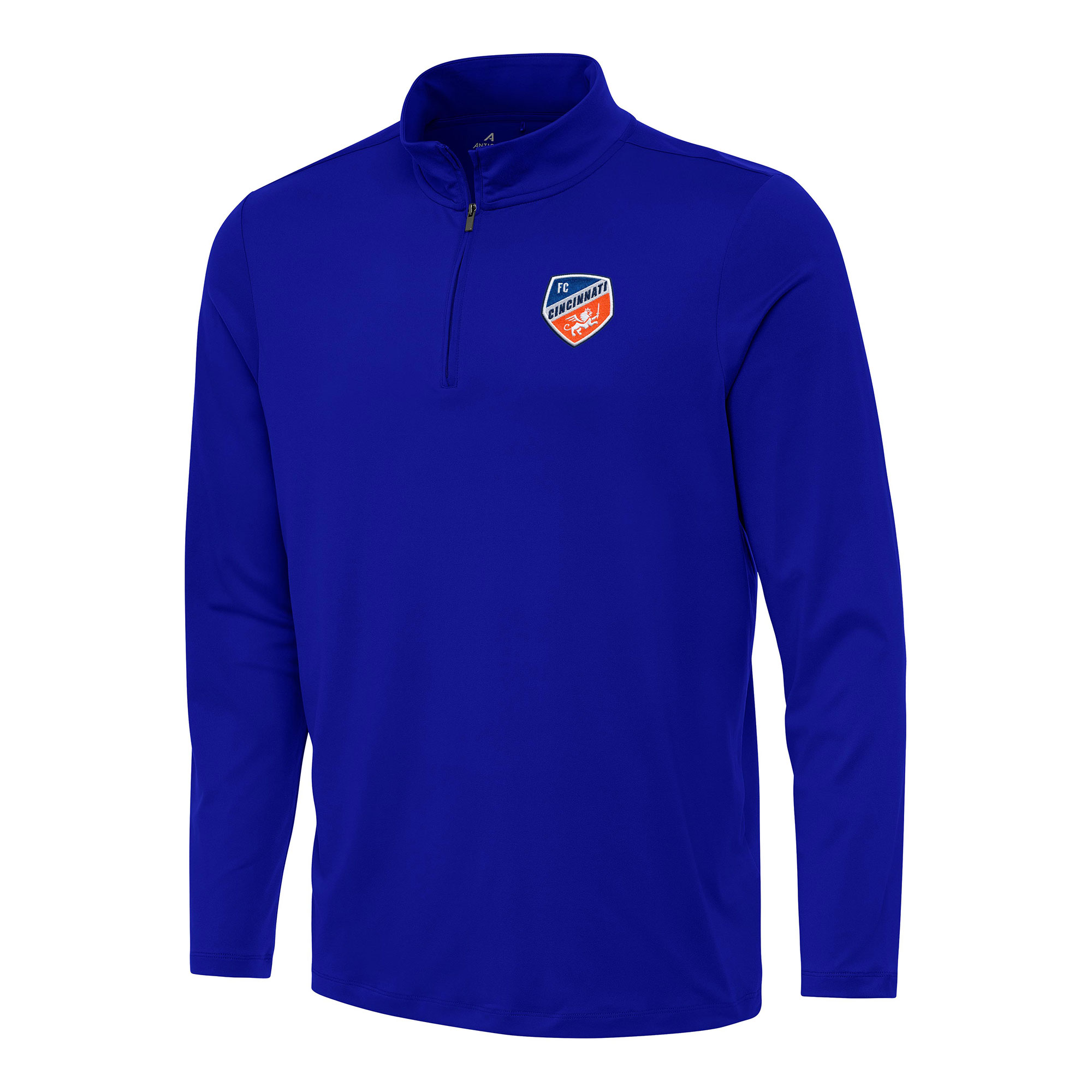 Men's Antigua Blue FC Cincinnati Reprocess Quarter-Zip Jacket