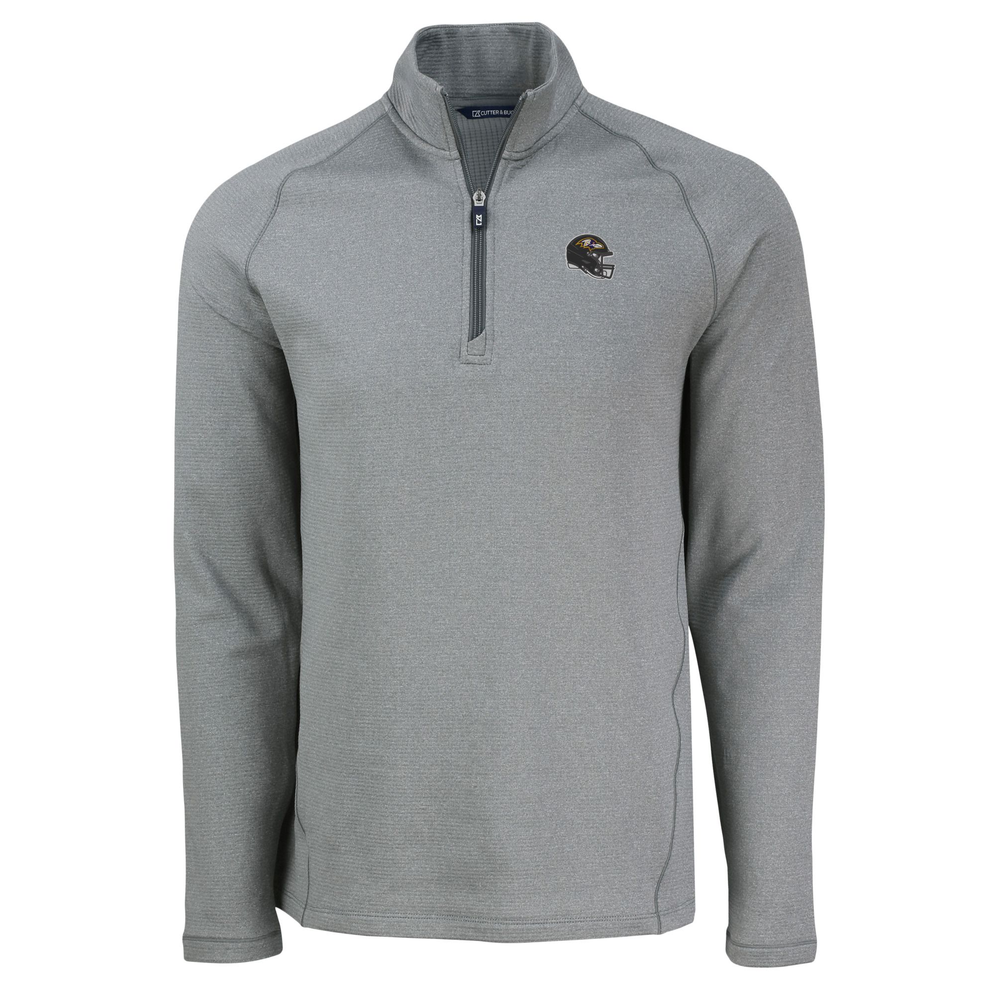 Men's Cutter & Buck Heather Gray Baltimore Ravens Peshastin Eco Fleece Tri-Blend Raglan Recycled Quarter-Zip Jacket - Image 3