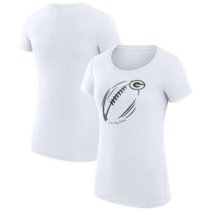 Women's G-III 4Her by Carl Banks White Green Bay Packers Subtle Football Fitted T-Shirt