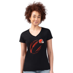 Women's G-III 4Her by Carl Banks Black Cleveland Browns Subtle Football Fitted V-Neck T-Shirt