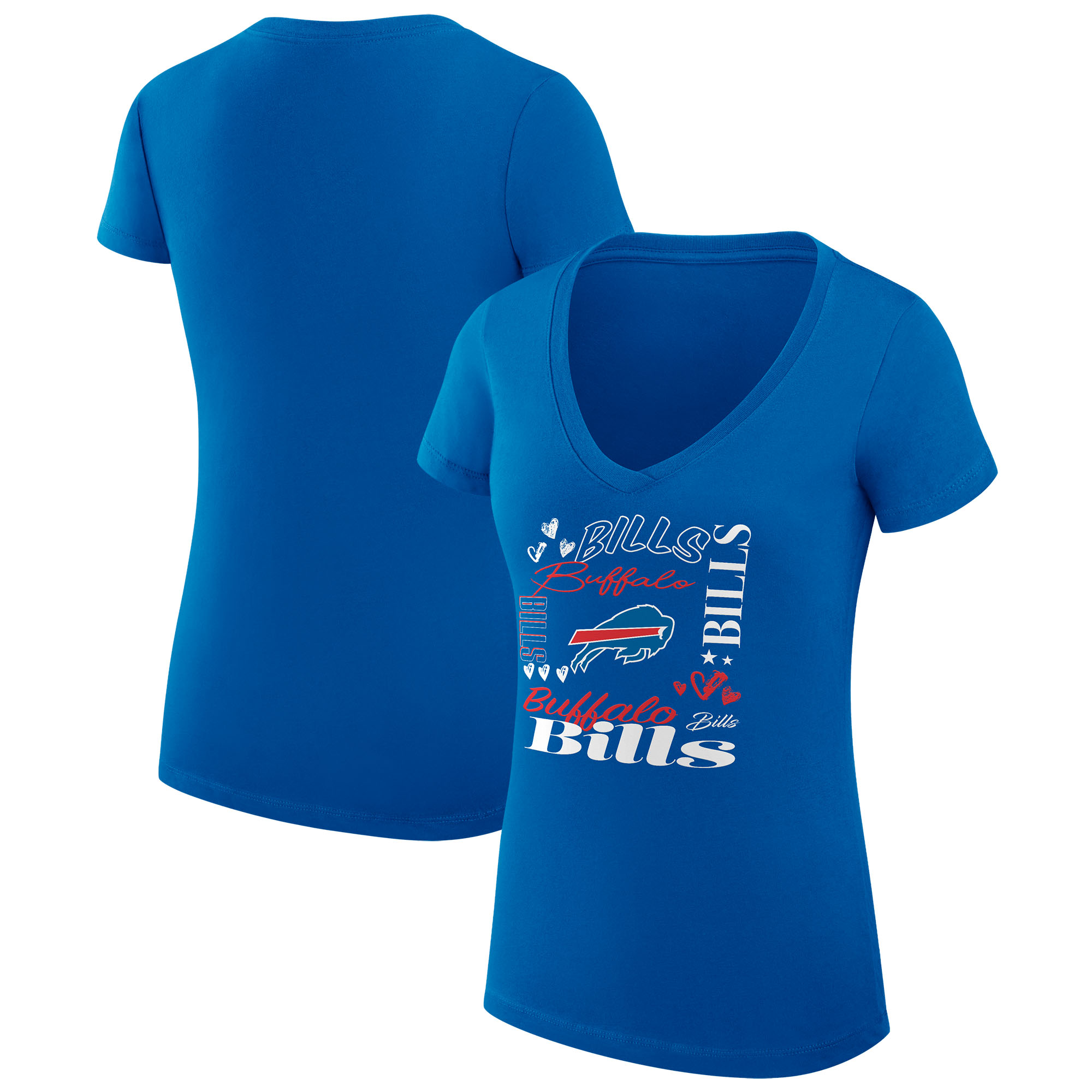 Women's G-III 4Her by Carl Banks Royal Buffalo Bills Collage Team Fitted V-Neck T-Shirt