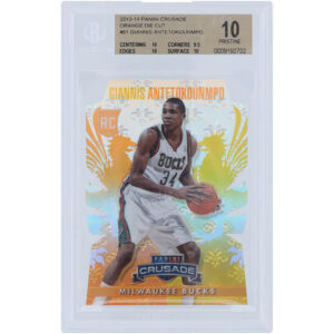 Giannis Antetokounmpo Milwaukee Bucks 2013-14 Panini Crusade Orange Die Cut #61 #80/99 BGS Authenticated 10 Rookie Card - 10,9.5,10,10 Subgrades