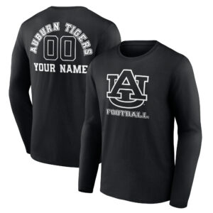 Men's Black Auburn Tigers Personalized Name & Number Monochrome Long Sleeve T-Shirt