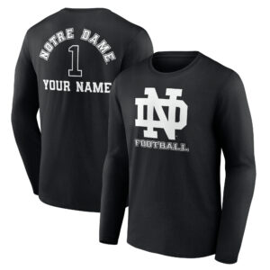 Men's Black Notre Dame Fighting Irish Personalized Name & Number Monochrome Long Sleeve T-Shirt