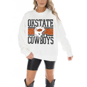Women's Gameday Couture White Oklahoma State Cowboys Fair Catch Pullover Sweatshirt