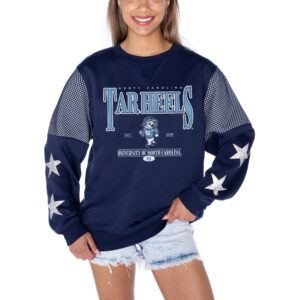 Women's Gameday Couture Navy North Carolina Tar Heels Shining Spirit Fleece Pullover Sweatshirt