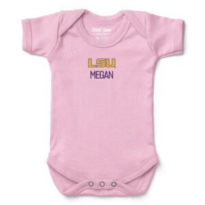 Newborn & Infant Chad & Jake  Pink LSU Tigers Personalized Team Logo Bodysuit