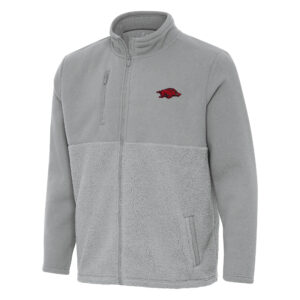 Men's Antigua Gray Arkansas Razorbacks Daily Fused Full-Zip Jacket
