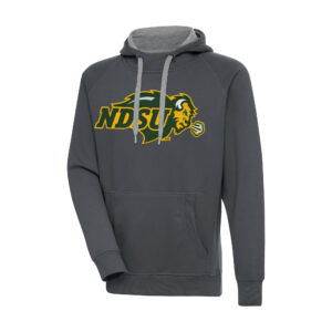 Men's Antigua Charcoal NDSU Bison Big & Tall Victory Pullover Hoodie