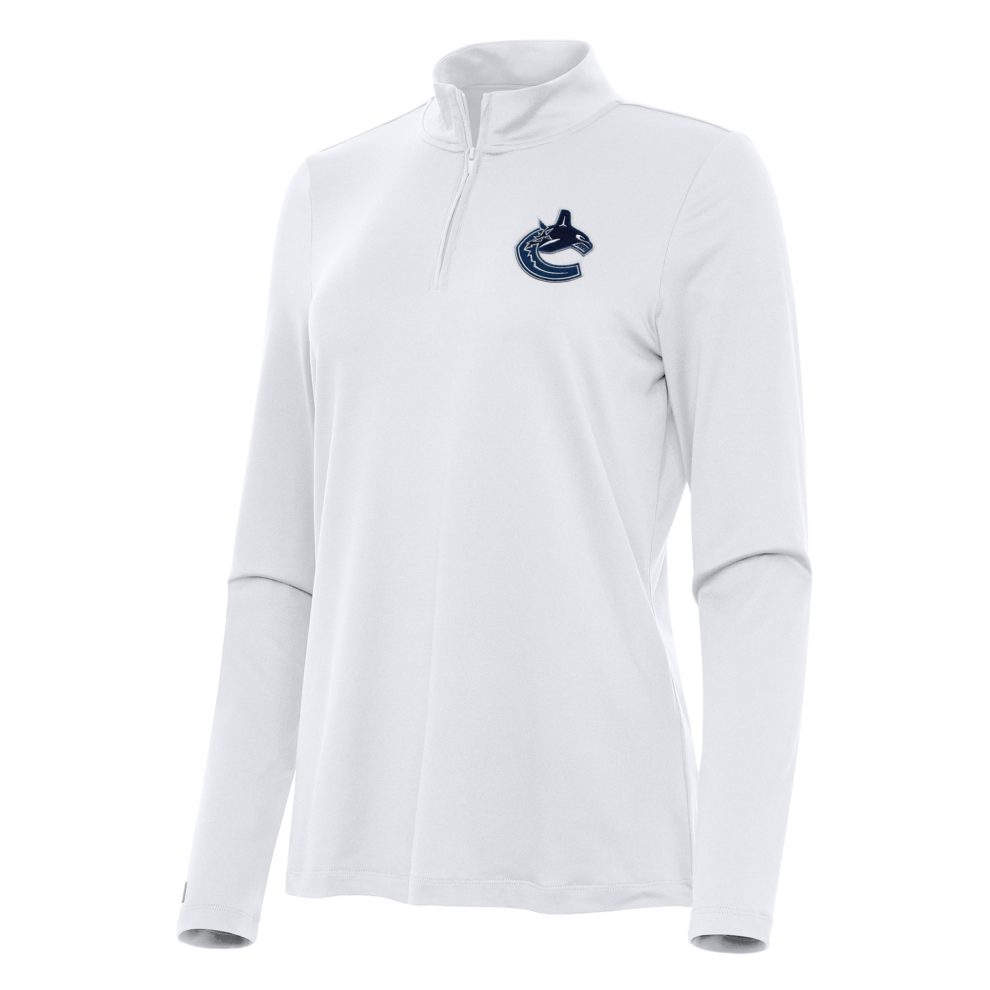 Women's Antigua White Vancouver Canucks Reprocess Quarter-Zip Top