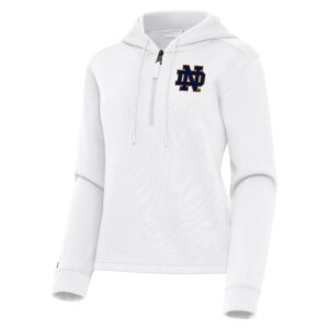 Women's Antigua  White Notre Dame Fighting Irish Contemporary Quarter-Zip Hoodie