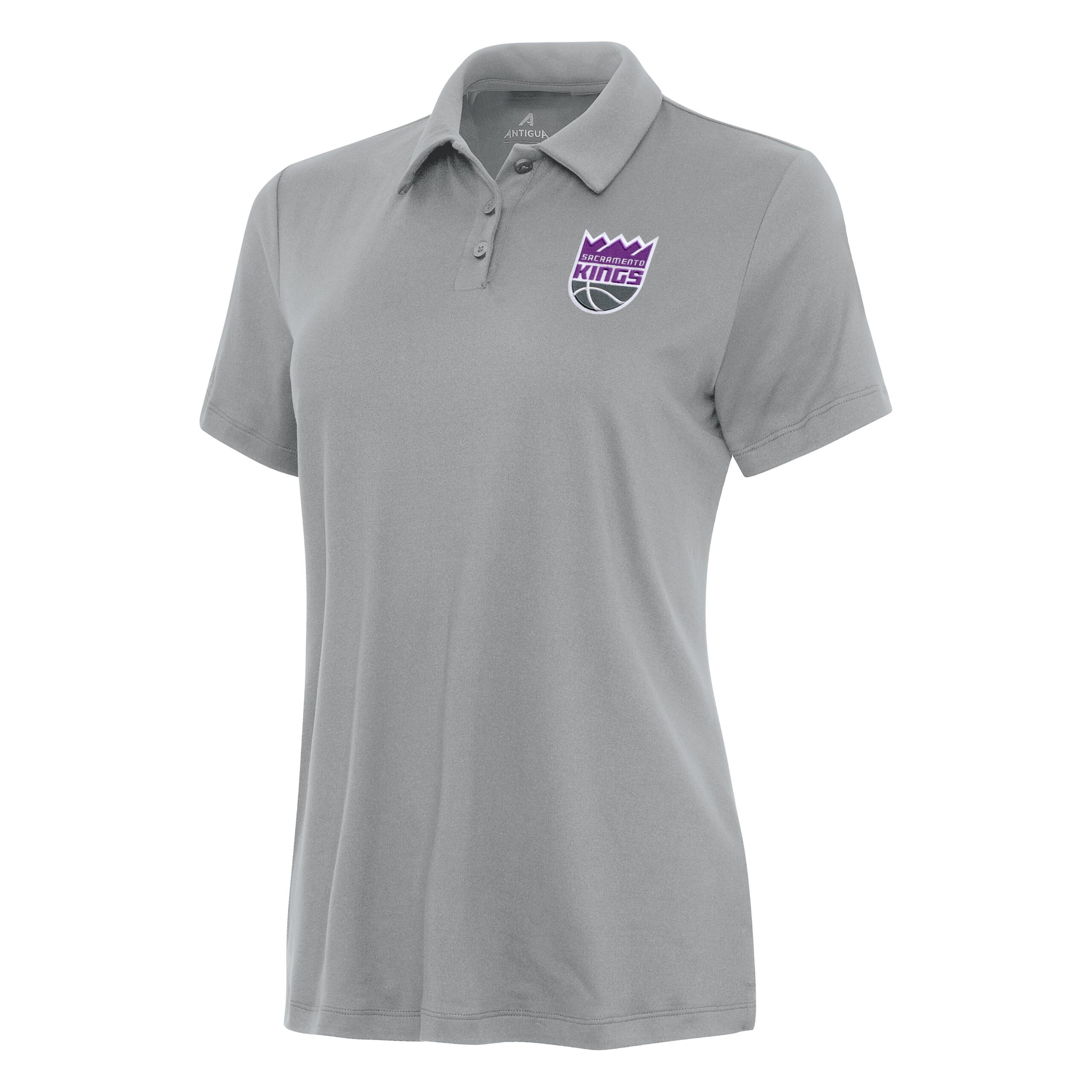 Women's Antigua Gray Sacramento Kings Reprocess Polo