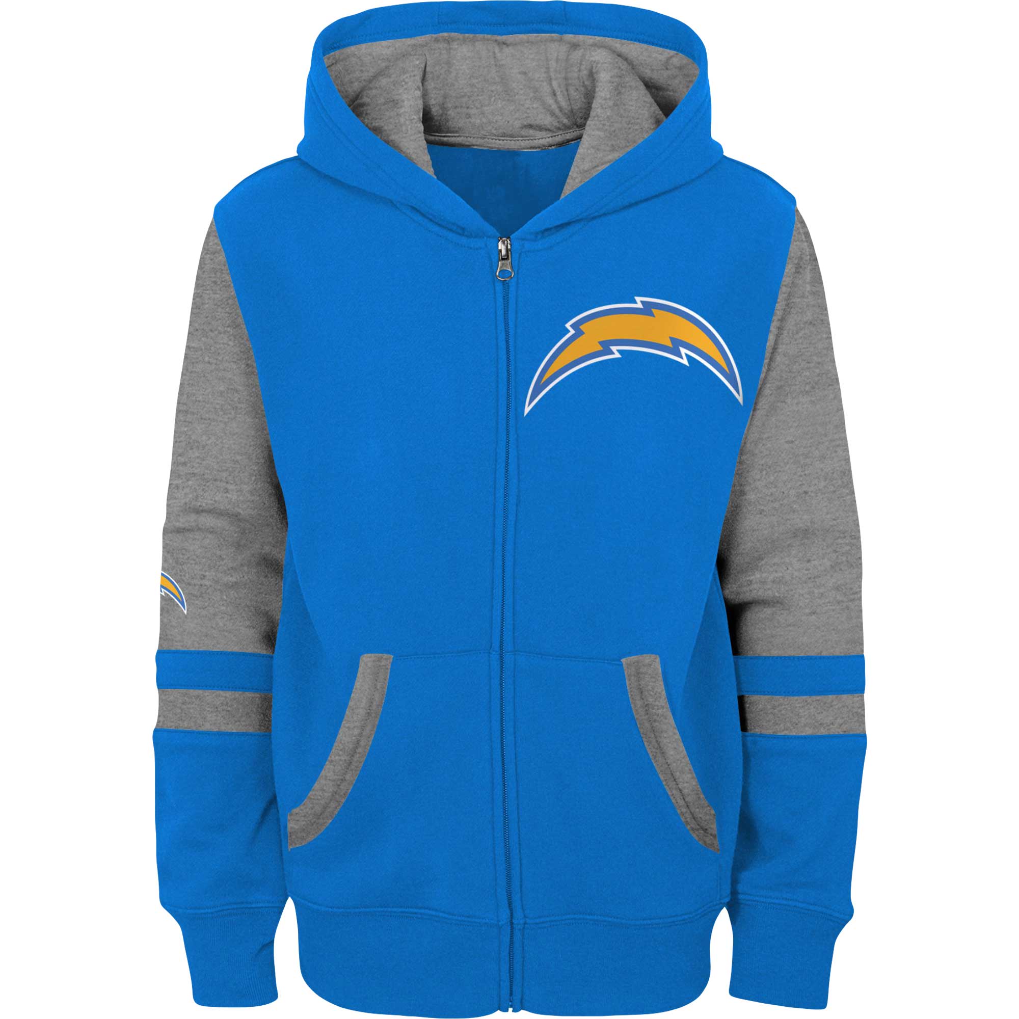 Youth Powder Blue Los Angeles Chargers Colorblock Full-Zip Hoodie - Image 6