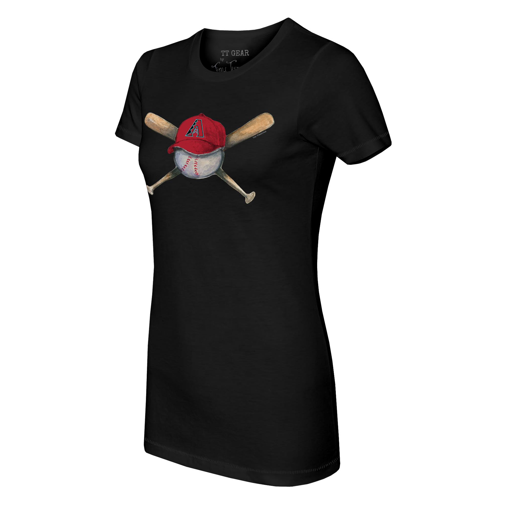 Women's Tiny Turnip Black Arizona Diamondbacks Hat Crossbats T-Shirt - Image 6