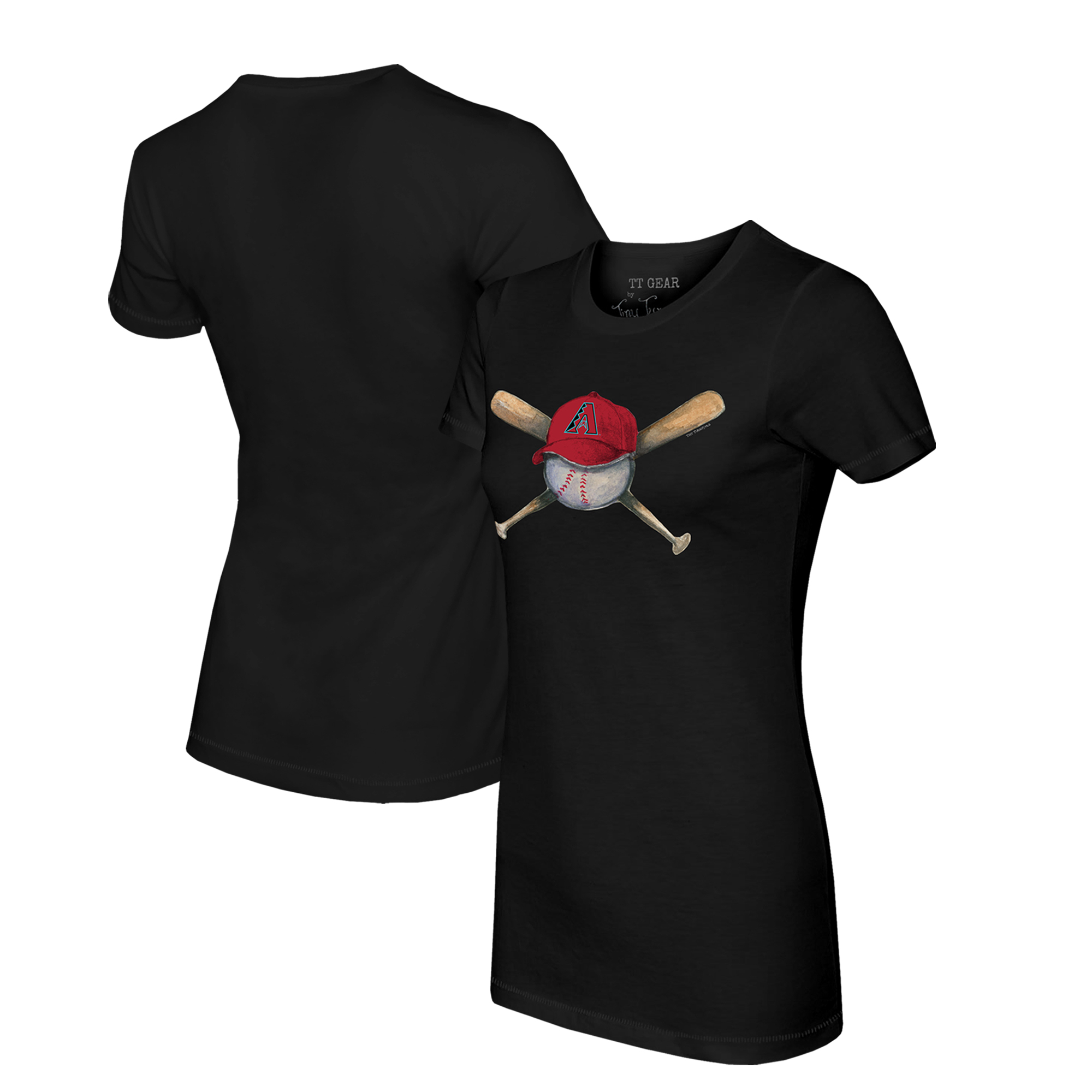Women's Tiny Turnip Black Arizona Diamondbacks Hat Crossbats T-Shirt