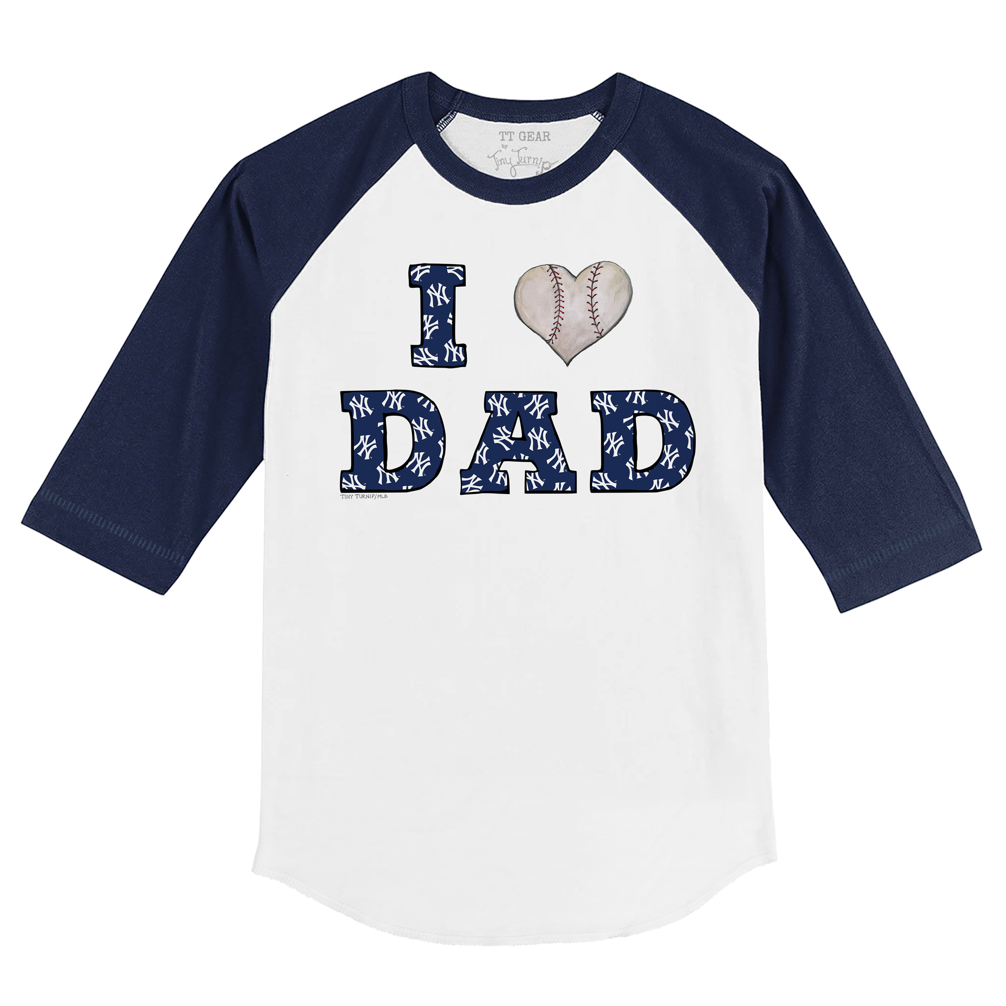 Toddler Tiny Turnip White/Navy New York Yankees I Love Dad 3/4-Sleeve Raglan T-Shirt - Image 3