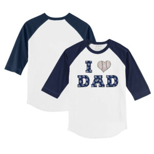 Toddler Tiny Turnip White/Navy New York Yankees I Love Dad 3/4-Sleeve Raglan T-Shirt