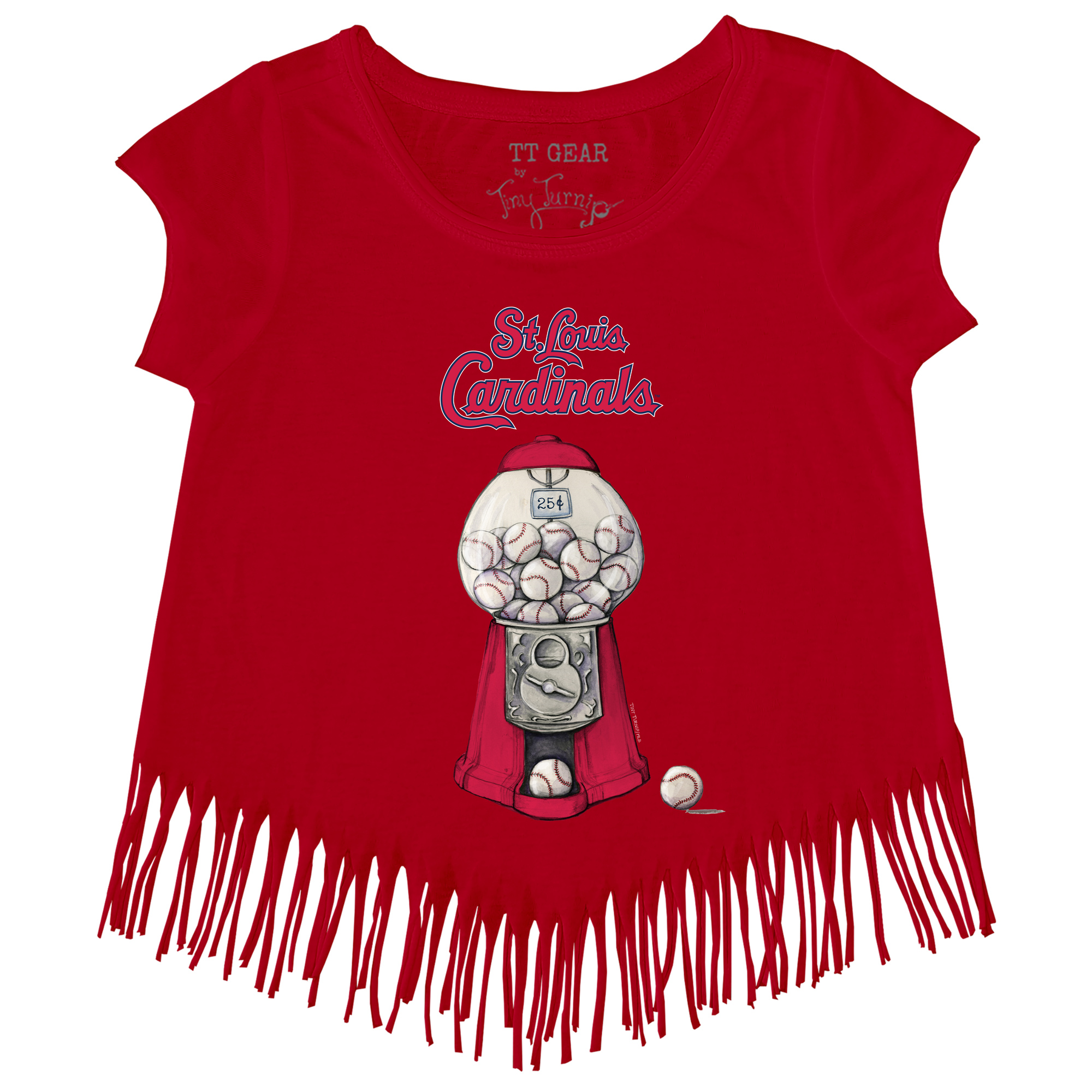 Girls Youth Tiny Turnip Red St. Louis Cardinals Gumball Fringe T-Shirt - Image 6
