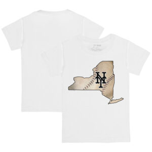 Youth Tiny Turnip White New York Mets State Outline T-Shirt