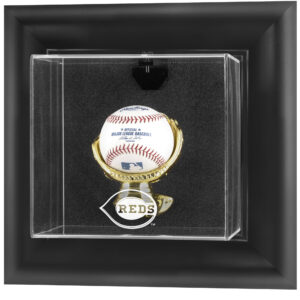 Cincinnati Reds Black Framed Wall-Mounted Logo Baseball Display Case