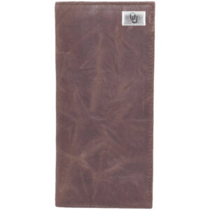 Oklahoma Sooners Leather Secretary Wallet with Concho - Brown