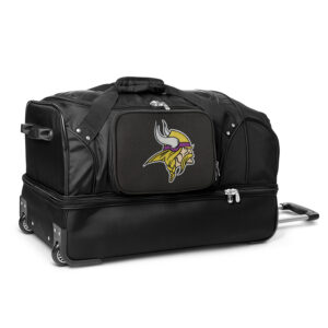 MOJO Minnesota Vikings Black 27'' 2-Wheel Drop Bottom Rolling Duffel Bag