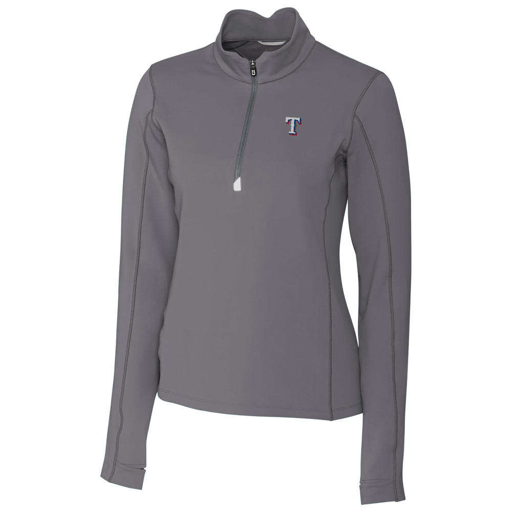 Women's Cutter & Buck Gray Texas Rangers Traverse Half-Zip Pullover Jacket