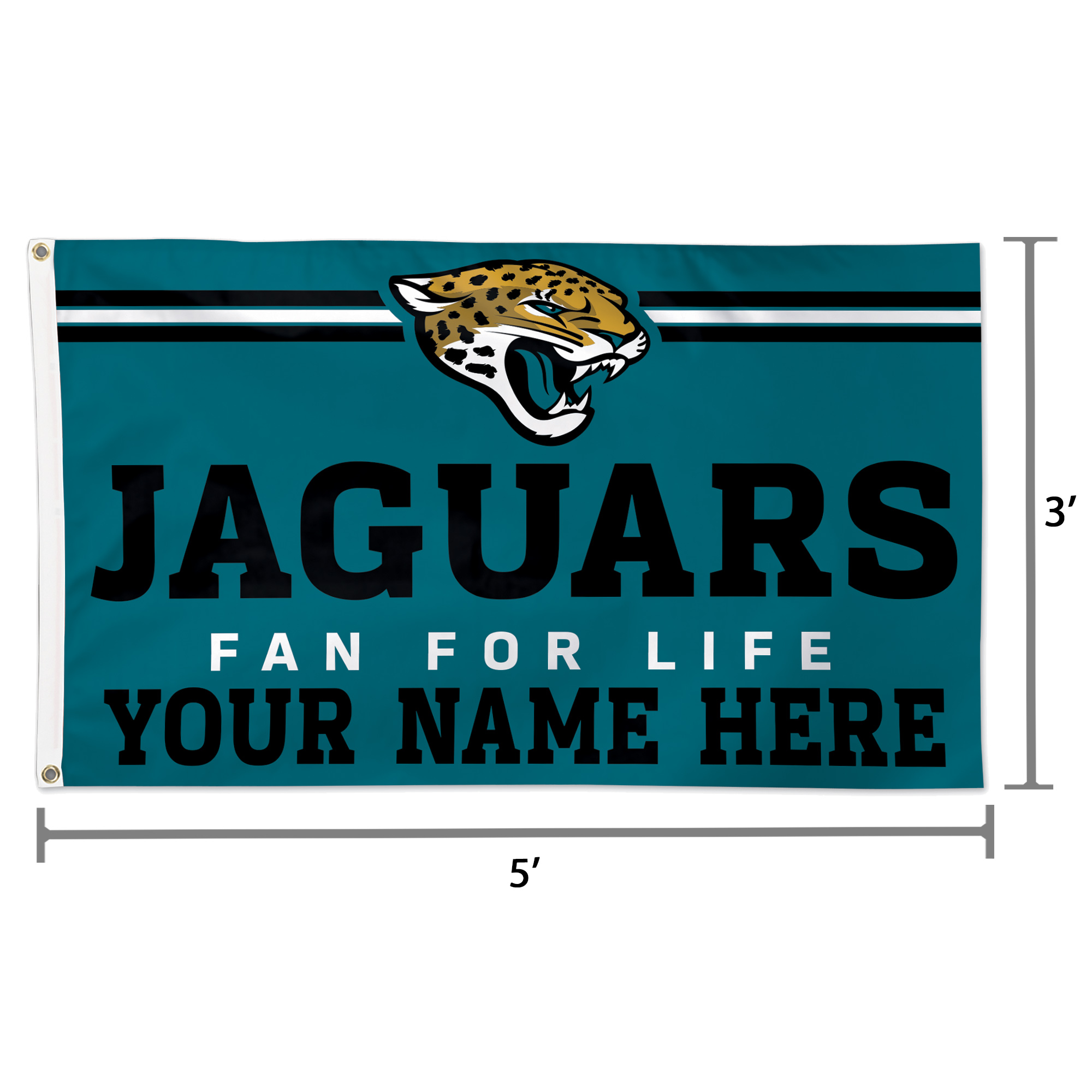 WinCraft Jacksonville Jaguars 3' x 5' One-Sided Deluxe Personalized Flag - Image 3