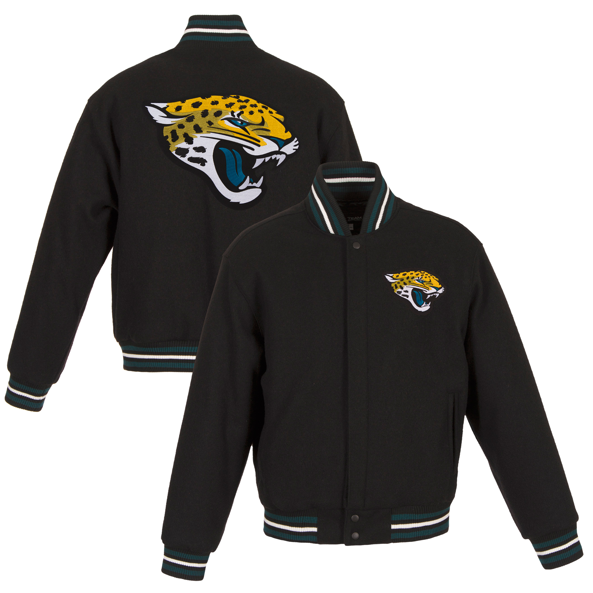 Men's JH Design Black Jacksonville Jaguars Big & Tall Wool Full-Snap Jacket