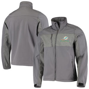 Men's Dunbrooke Graphite Miami Dolphins Circle Zephyr Softshell Full-Zip Jacket