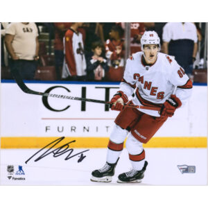 Martin Necas Carolina Hurricanes Autographed 8" x 10" White Jersey Skating Photograph