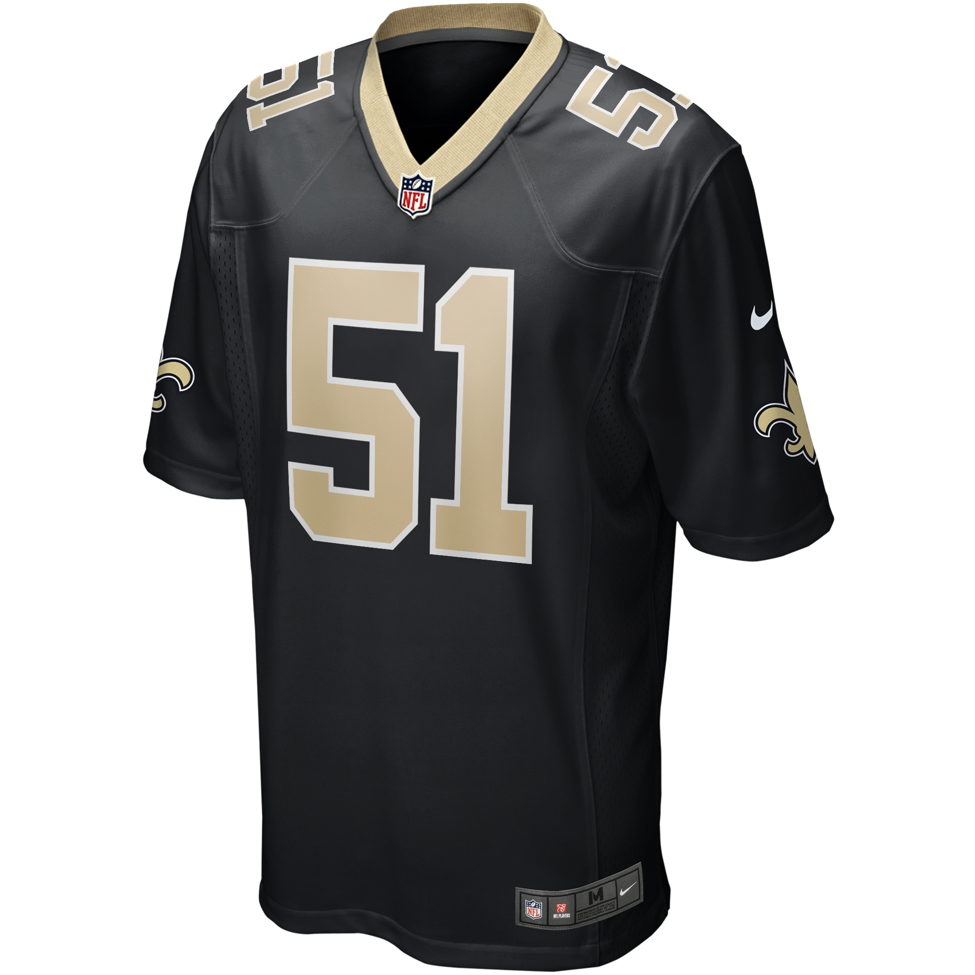 Men's Nike Cesar Ruiz Black New Orleans Saints Player Game Jersey - Image 6