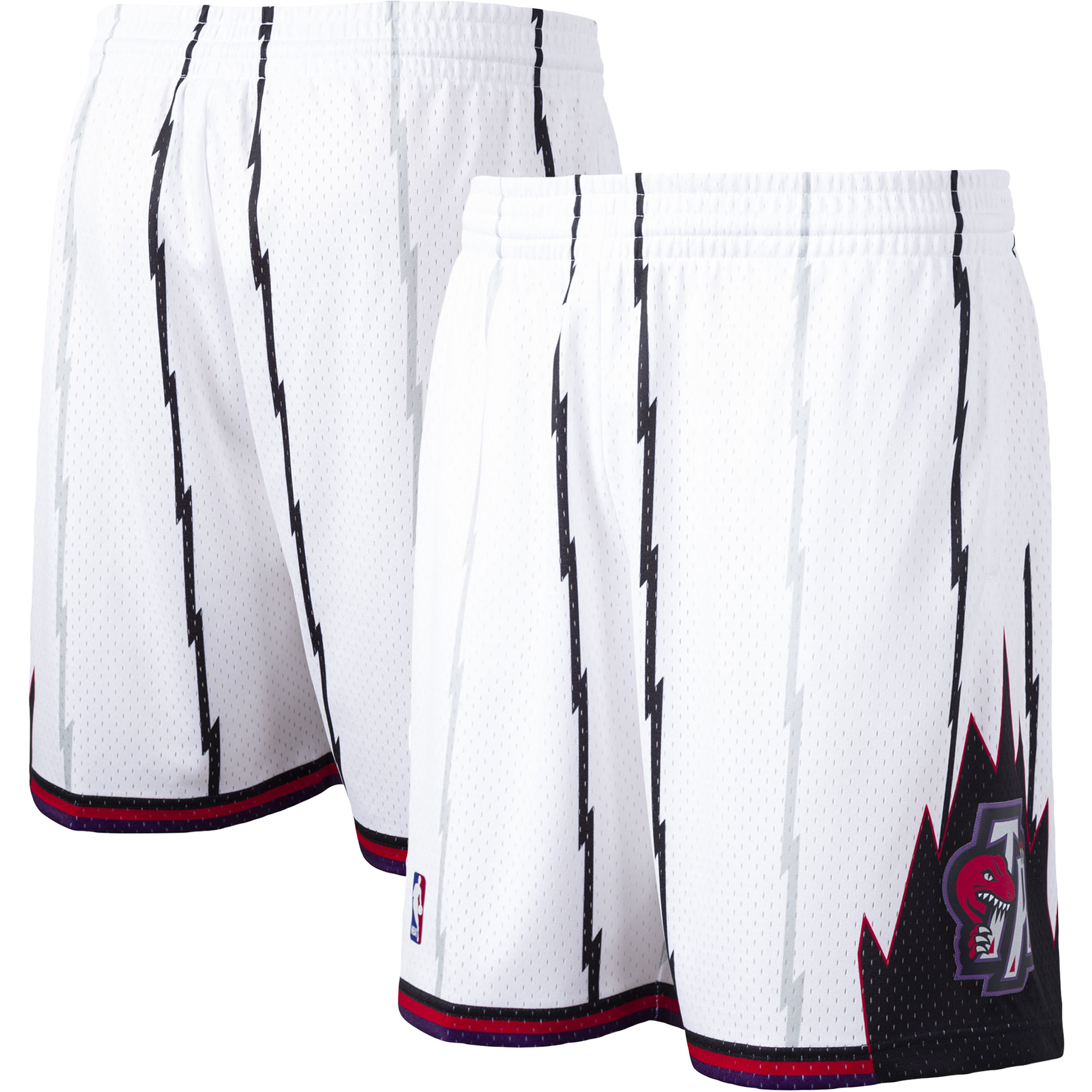 Men's Mitchell & Ness White Toronto Raptors Hardwood Classics Swingman Shorts - Image 2