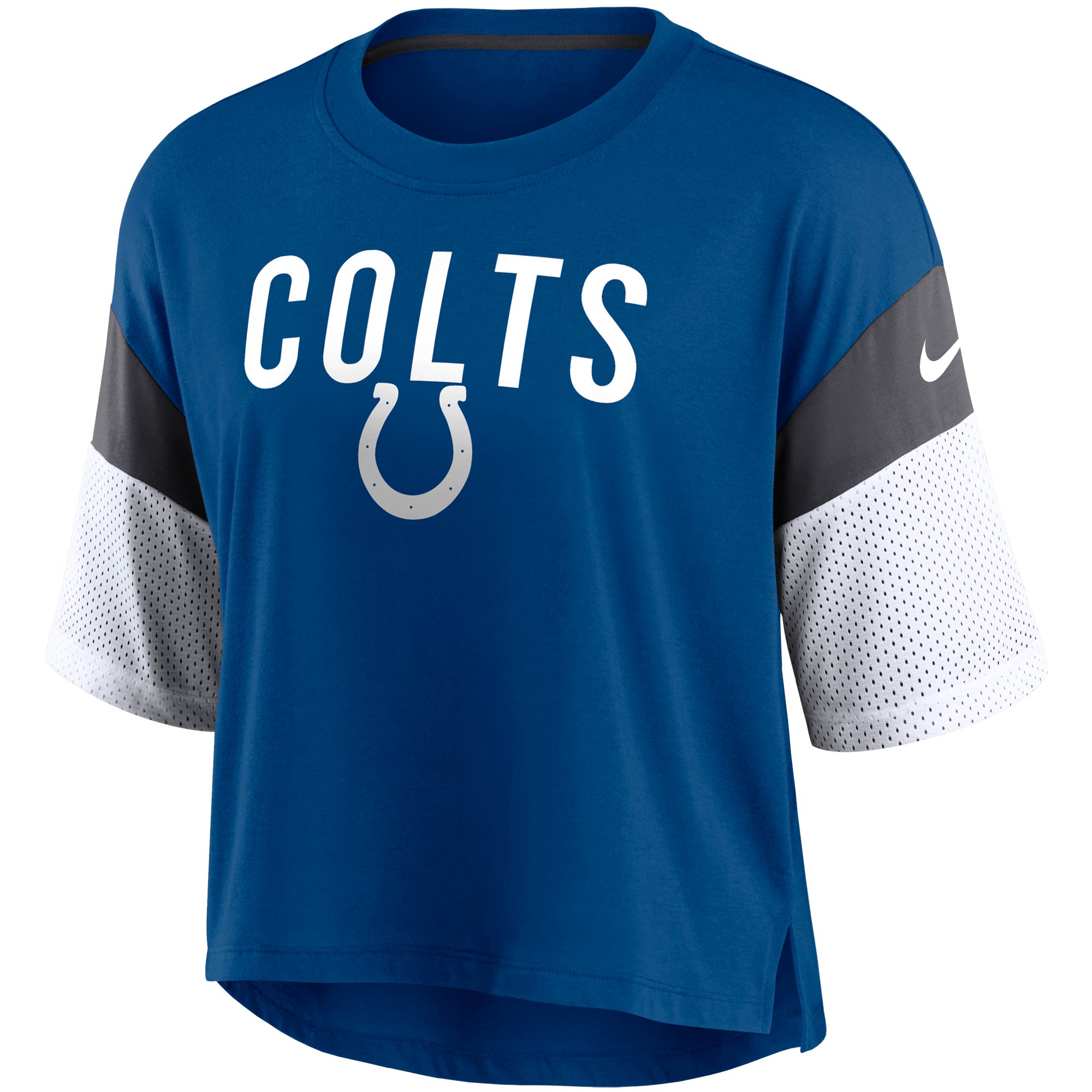 Women's Nike Blue/White Indianapolis Colts Nickname Tri-Blend Performance Crop Top - Image 6
