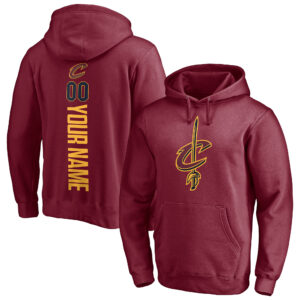 Men's Wine Cleveland Cavaliers Playmaker Personalized Name & Number Pullover Hoodie
