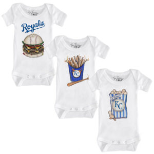 Infant Tiny Turnip White Kansas City Royals 3-Piece Snacks Bodysuit Set