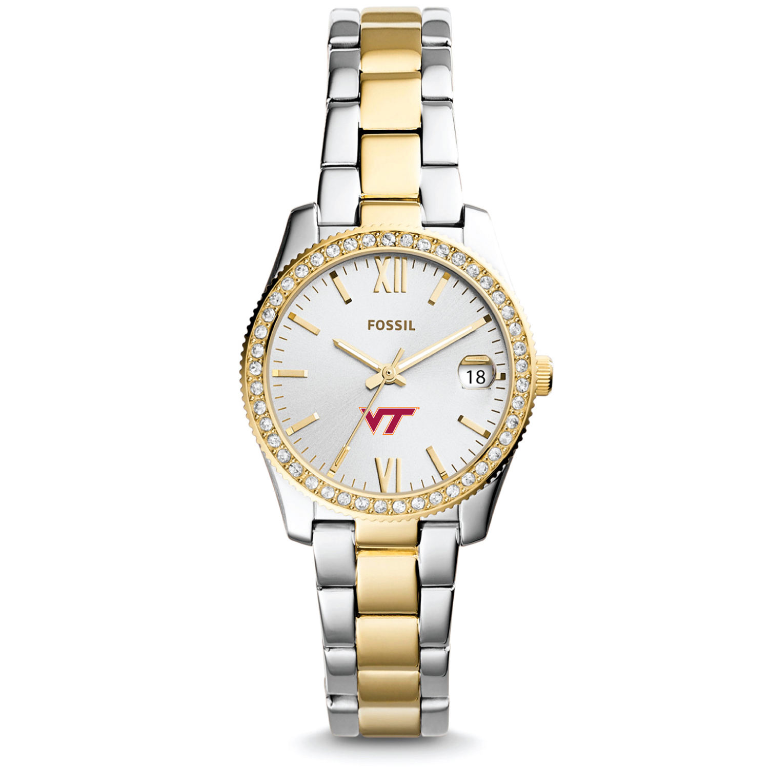 Women's Fossil Virginia Tech Hokies Scarlette Mini Two Tone Stainless Steel Watch