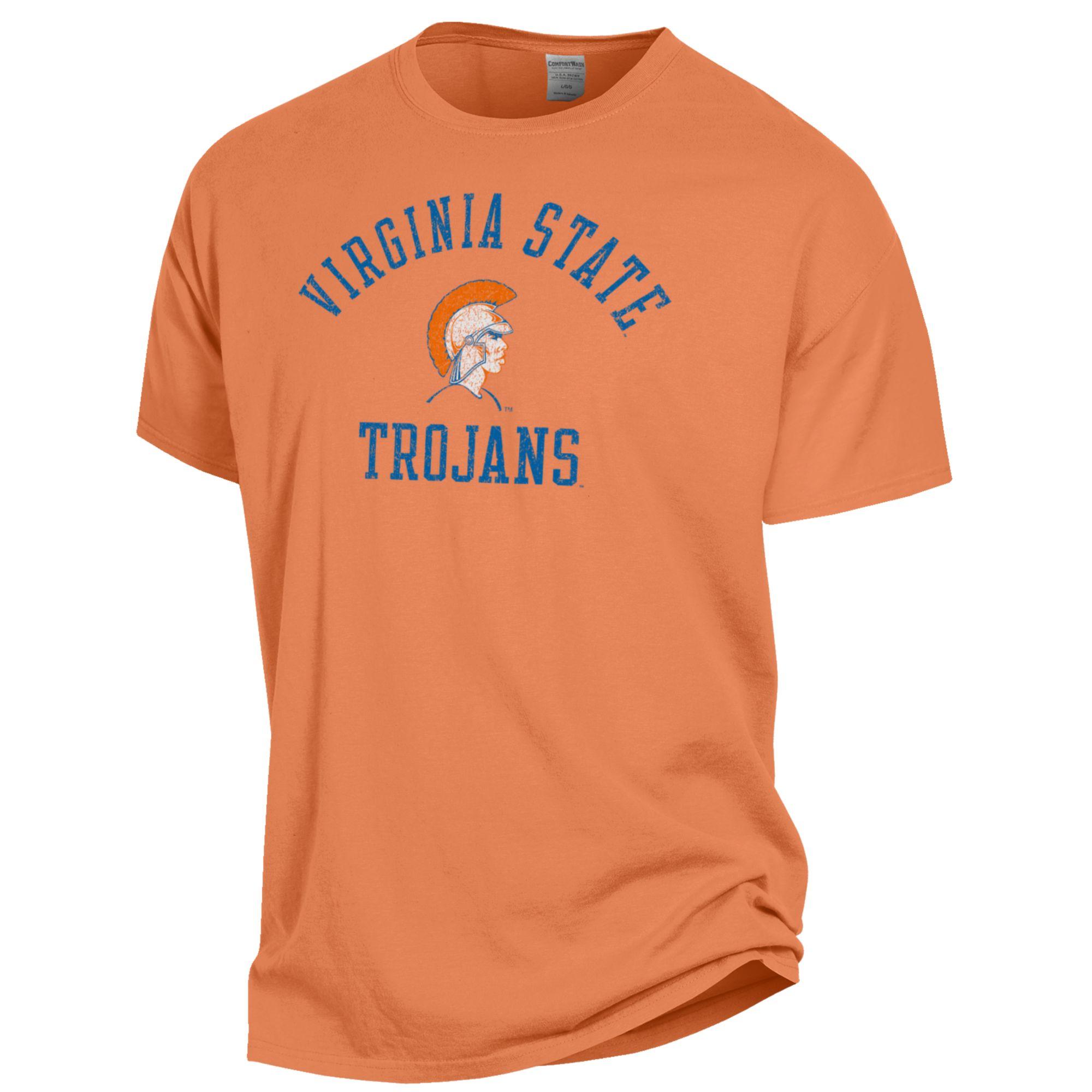 Men's ComfortWash Orange Virginia State Trojans Arch Logo Garment Dyed T-Shirt - Image 6