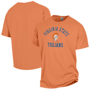 Men's ComfortWash Orange Virginia State Trojans Arch Logo Garment Dyed T-Shirt